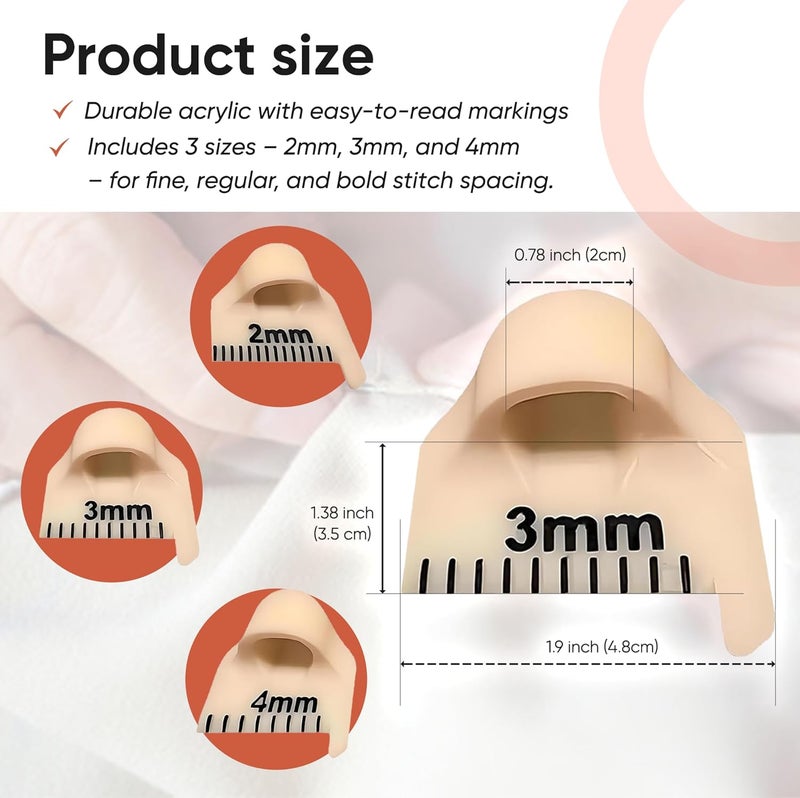 HarMomentum Edge Stitch Lock and Sewing Gauge-Sewing Gauge-Edge Sewing Lockranding Tool-Needle Gauge Quilting Ruler for Straight & Curved Seams for Beginners,Professional Sewers - 2/3/4 Mm, 3 Pcs,Plastic (Beige) - Image 5